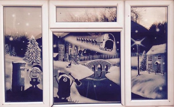 Том Бейкер, Tom Baker, роспись на окнах, Рождество