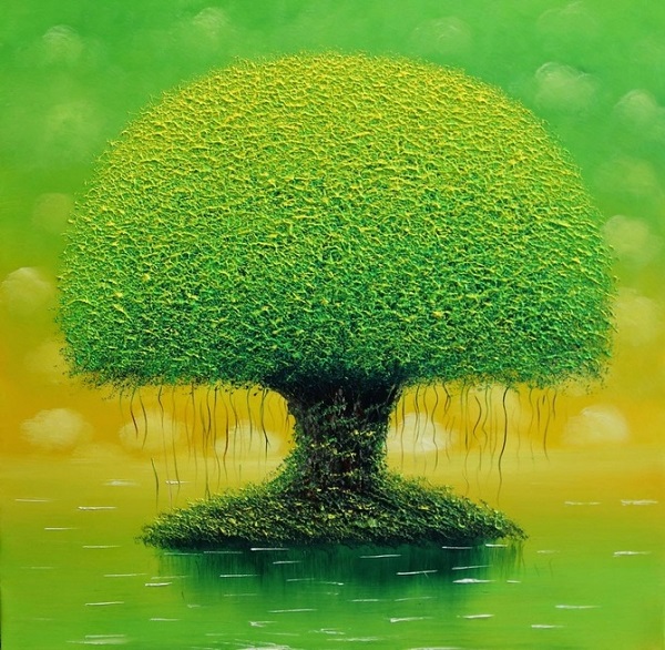 Vu Cong Dien, вьетнамский художник, живопись, деревья