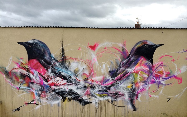 стрит-арт, граффити, птицы, L7M