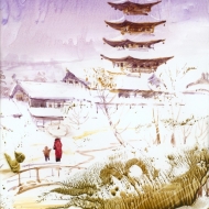 Япония. Пагода .После снегопада