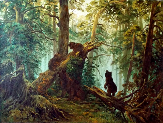 Копия с картины Шишкина " Утро в сосновом лесу"
