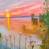 Закат на Чудском озере Алтая