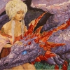 Мозаичное панно  Девушка с драконом
