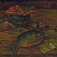 Натюрморт с чугуном и рыбой