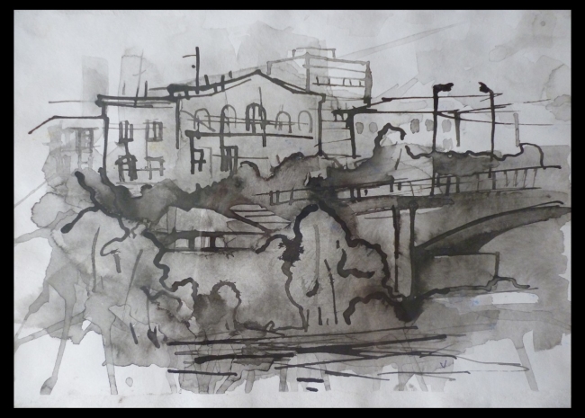 Городские зарисовки. Вид на Комсомольский мост