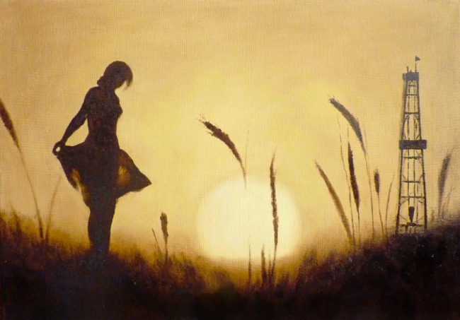 Картина нефтью "Девушка с буровой"