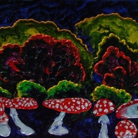  Toadstools. (Triptych - Bar forest, middle panel). Oil on canvas, 70-90, 2006. (Expressive sublimatizm)