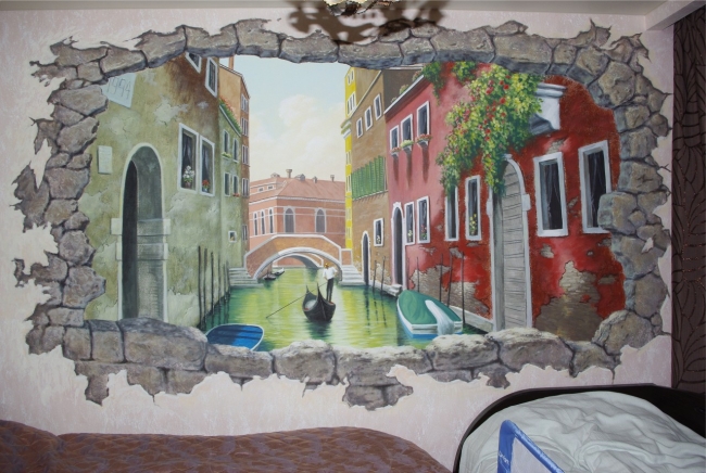 Роспись стены в спальне.Венеция.