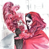 венецианская маска в красном (коллекционное)