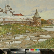 Вид на Соловецкий монастырь.