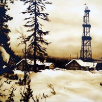 Картина нефтью Зима на буровой