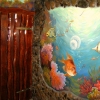 Подводный мир с кораллами и рыбами на стене в интерьере