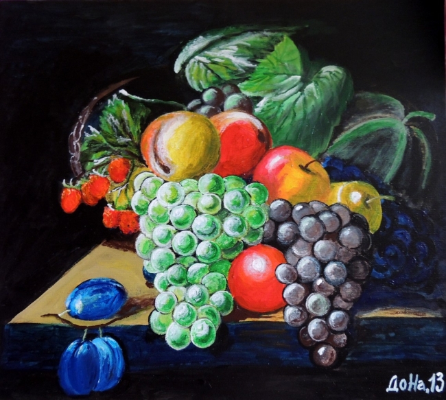 Картина "Натюрморт с виноградом"