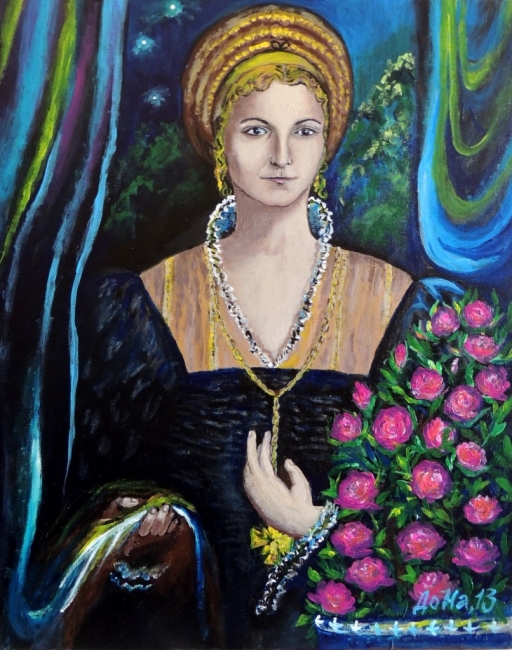 Картина "Дама с розами"