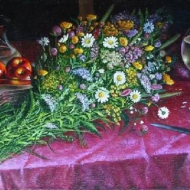 Натюрморт с кувшинами и полевыми цветами