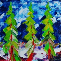 Christmas trees. Oil on canvas, 120x120, 1995. 