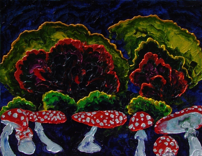  Toadstools. (Triptych - Bar forest, middle panel). Oil on canvas, 70-90, 2006. (Expressive sublimatizm)