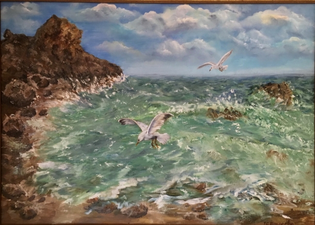 Морской пейзаж с чайками