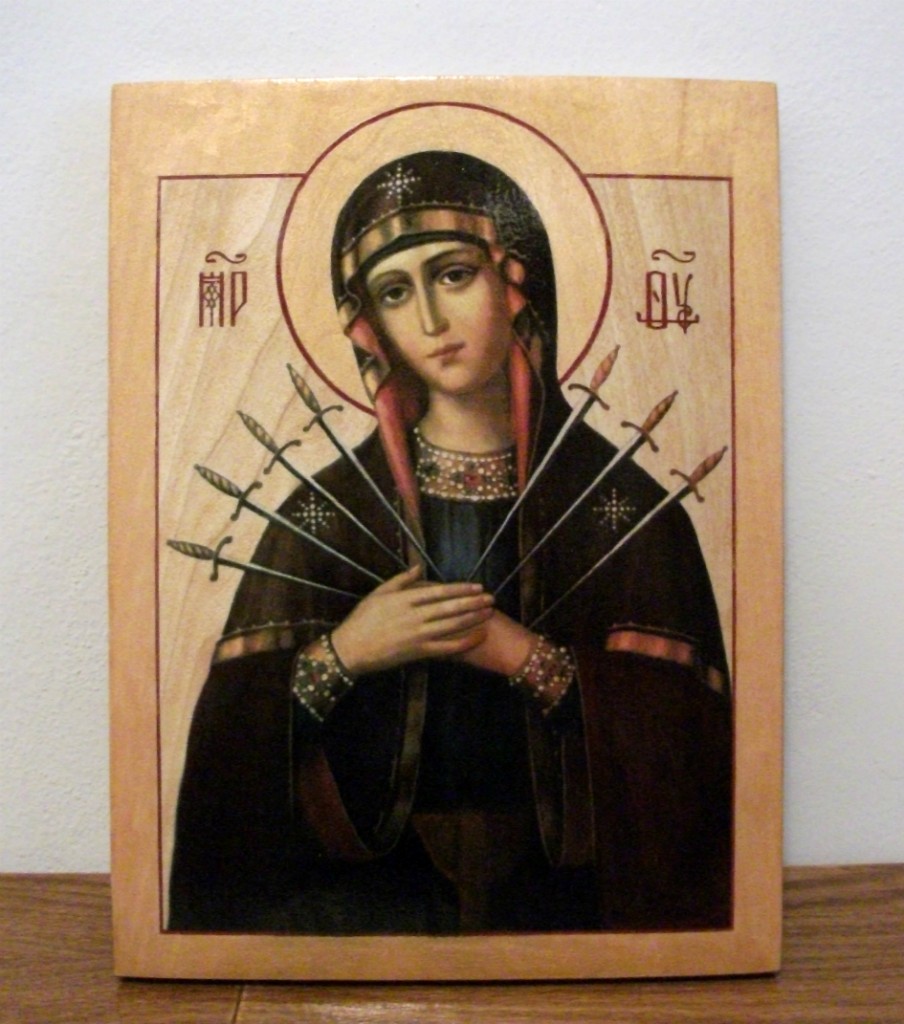 Дева Мария икона православная Семистрельная
