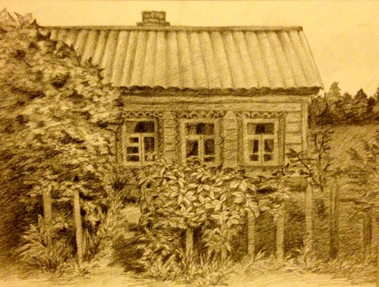 Картины деревенский дом Графика