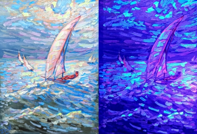 Регата. Серия «Яхт-клуб». День и ночь. Проект «светофизика в живописи» ZhNataly, светящаяся 