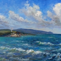 Облака над Черным морем. Маяк на мысу. Пленэр ZhNataly.
