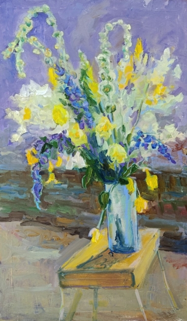 Полевые цветы на этюднике  у реки. Серия «натюрморт под открытым небом». Пленэр ZhNataly