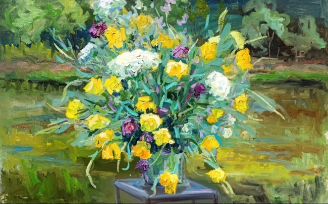 Полевые цветы у пруда. Серия "натюрморт  под открытым небом". Пленэр ZhNataly