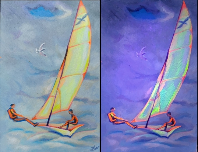 Полёт. День и ночь. Проект "светофизика в живописи"  ZhNataly. Светящаяся картина