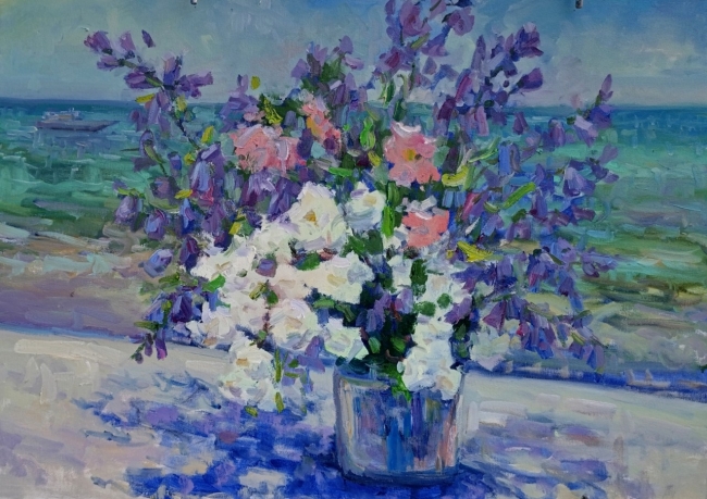 Жасмин и колокольчики у воды. Серия «натюрморт под открытым небом». Пленэр ZhNataly