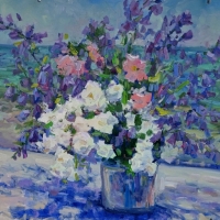 Жасмин и колокольчики у воды. Серия «натюрморт под открытым небом». Пленэр ZhNataly